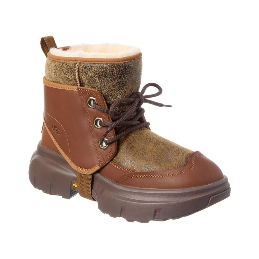 Ugg Logo Leather & Suede Boot, Brown